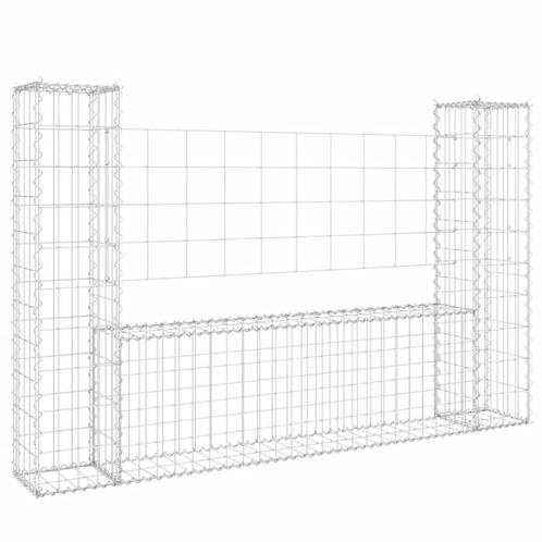 Schanskorf U-vormig met 2 palen 140x20x100 cm ijzer, Tuin en Terras, Gaas en Draad, Nieuw, Minder dan 10 meter, Verzenden