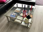 Design chroom/glazen salontafel, vierkant, Ophalen, Design, modern, vintage, retro, Gebruikt, 50 tot 100 cm