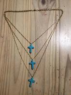 ketting kruisen, Sieraden, Tassen en Uiterlijk, Kettingen, Blauw, Ophalen of Verzenden, Zo goed als nieuw, Met edelsteen