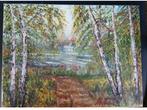 Schilderij " On the edge of the forest "., Antiek en Kunst, Kunst | Schilderijen | Klassiek, Ophalen of Verzenden