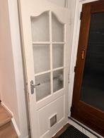 Witte binnendeur met glas en kattenluik, Doe-het-zelf en Verbouw, Ophalen, Gebruikt, 80 tot 100 cm, Binnendeur