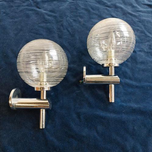 Set vintage wandlampen, Huis en Inrichting, Lampen | Wandlampen, Gebruikt, Glas, Overige materialen, Ophalen