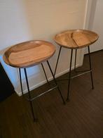 2 Unieke Houten Barkrukken, Ophalen, Twee, Bruin, Zo goed als nieuw