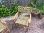 2 Regisseursstoelen met Panterprint, Huis en Inrichting, Stoelen, Ophalen, Twee, Overige kleuren, Vintage - Industrieel - Hout