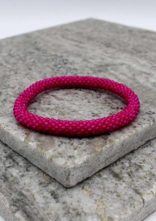 Glaskralen armband - koningsroze - RB206, Sieraden, Tassen en Uiterlijk, Armbanden, Nieuw, Overige materialen, Overige kleuren