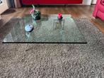 vierkante glazen salontafel, Huis en Inrichting, Tafels | Salontafels, Ophalen, Gebruikt, 50 tot 100 cm, Vierkant