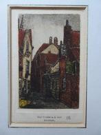 Kleurenets oud straatje Vest Dordrecht O.P. Matthes ca 1910, Antiek en Kunst, Kunst | Etsen en Gravures, Verzenden