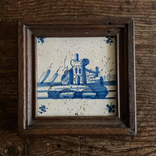 Sale tegel met kasteel *tres belle*, Antiek en Kunst, Antiek | Wandborden en Tegels, Verzenden