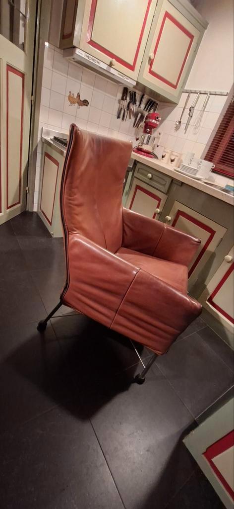 MONTIS Charly stoel,leer, Huis en Inrichting, Fauteuils, Gebruikt, Leer, 50 tot 75 cm, 75 tot 100 cm, Ophalen