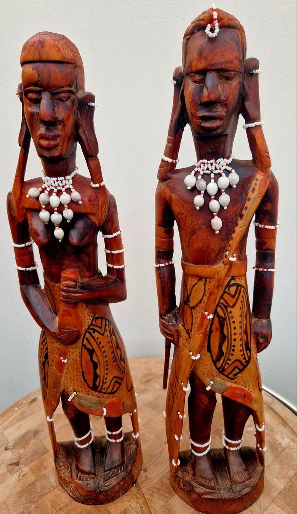 Afrikaanse Houten Beelden uit Kenia, Antiek en Kunst, Kunst | Beelden en Houtsnijwerken, Ophalen of Verzenden