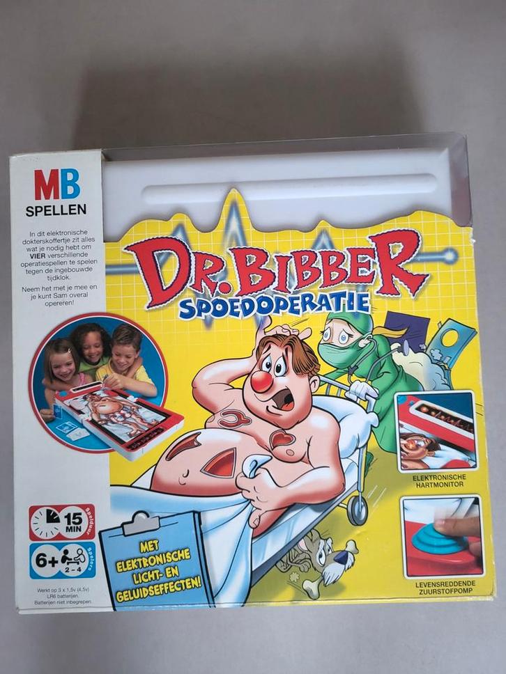 Dokter Bibber spoedoperatiespel 6+ jr, Hobby en Vrije tijd, Gezelschapsspellen | Kaartspellen, Zo goed als nieuw, Een of twee spelers