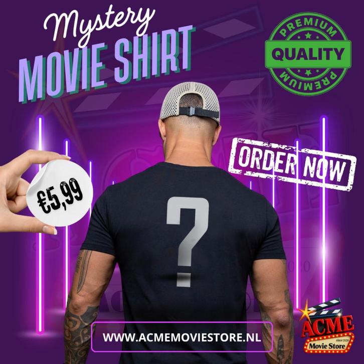 Premium Mystery Movie Shirt NIEUW SALE, Verzamelen, Film en Tv, Nieuw, Film, Kleding, Ophalen of Verzenden