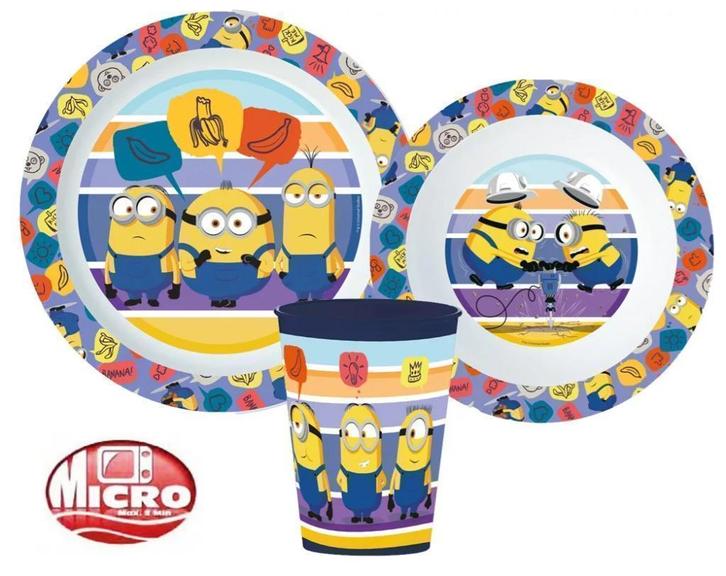 Minions Kinderservies met Beker - Magnetron, Kinderen en Baby's, Overige Kinderen en Baby's, Nieuw, Ophalen of Verzenden