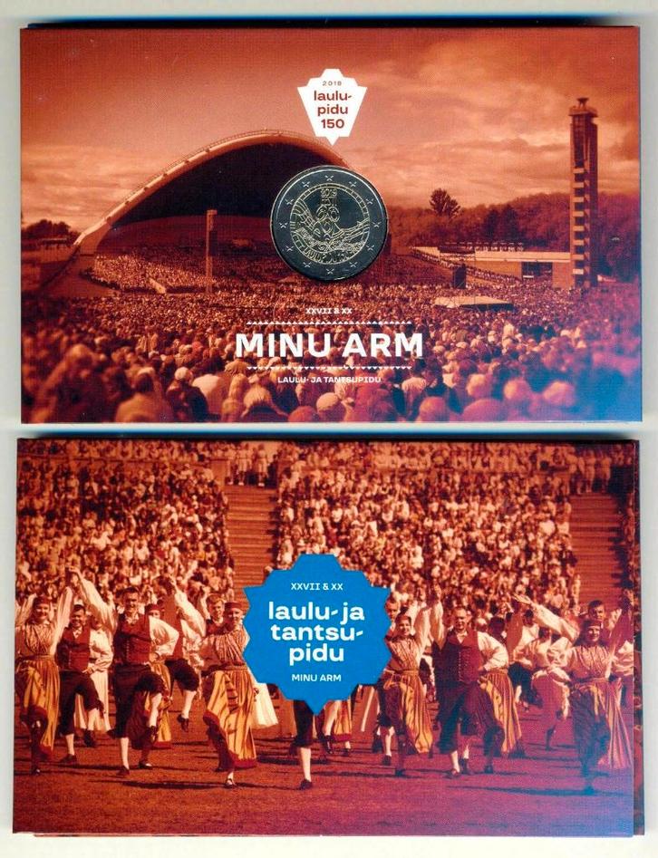 Estland - 2 euromunten in coincard diverse jaren, Postzegels en Munten, Munten | Europa | Euromunten, Setje, 2 euro, Estland, Ophalen of Verzenden