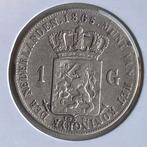Zilveren Gulden uit 1865 Zilver van Koning Willem 3, Koning Willem III, Verzenden, Zilver, Losse munt
