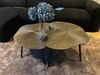 2 Bronzen/Koperen Salontafeltjes met Structuur, Huis en Inrichting, Tafels | Salontafels, Ophalen, Gebruikt, 50 tot 100 cm, Metaal