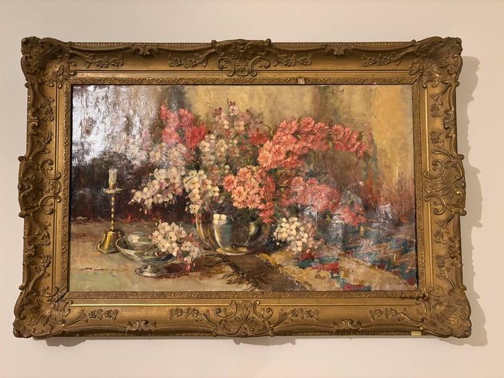 Prachtig olieverfschilderij met stilleven in fraaie lijst, Antiek en Kunst, Kunst | Schilderijen | Klassiek, Ophalen