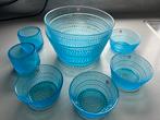 Iittala Kastehelmi schalen set aqua blauw waxinelichthouder, Huis en Inrichting, Ophalen of Verzenden, Zo goed als nieuw, Rond