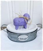 zeepbak van zink (soap) zeepschaal keramiek 16 x 11 x 6 cm, Antiek en Kunst, Ophalen of Verzenden