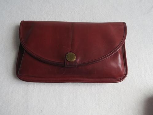 Vintage Burnt rode leren Envelope clutch tas, Sieraden, Tassen en Uiterlijk, Tassen | Damestassen, Gebruikt, Avondtasje, Rood