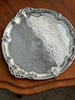 Antiek verzilverd gegraveerd dienblad, Antiek en Kunst, Antiek | Goud en Zilver, Ophalen of Verzenden, Zilver