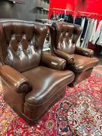 Vintage Leren Fauteuils -King size, Huis en Inrichting, Fauteuils, Ophalen, Gebruikt, Leer, 75 tot 100 cm