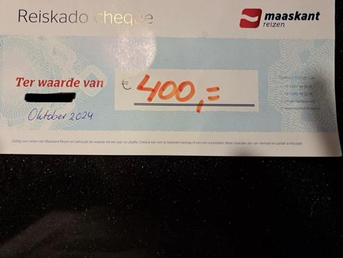 Maaskant reischeque t.w.v. €400, Tickets en Kaartjes, Kortingen en Cadeaubonnen, Eén persoon, Overige typen, Kortingsbon