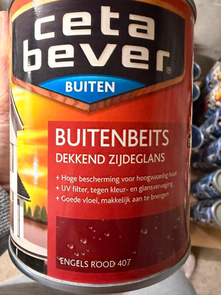 Cetabever dekkende beits Engels rood 0,75liter, Hobby en Vrije tijd, Knutselen, Nieuw, Materiaal, Ophalen of Verzenden