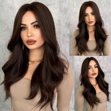 Swiss lace front pruik bruin haar met slagen zonder pony Rob beschikbaar voor biedingen