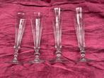 4 Franse antieke champagneglazen flûtes glas flûte feest, Antiek en Kunst, Antiek | Glas en Kristal, Ophalen of Verzenden
