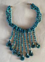 turquoise parelmoer look ketting, Ophalen of Verzenden, Blauw, Overige materialen