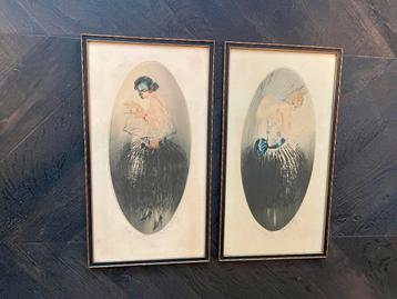 Twee vintage art-deco gravures van Jean Gilles. beschikbaar voor biedingen