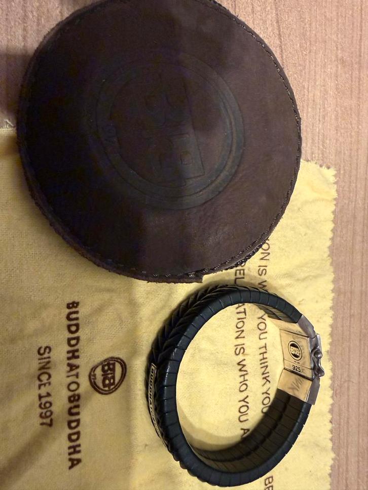 Buddha to Buddha Leren Armband  20 cm, Sieraden, Tassen en Uiterlijk, Armbanden, Zo goed als nieuw, Leer, Zwart, Ophalen of Verzenden