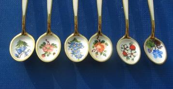 Zilveren David Anderson gold plated enamel spoons beschikbaar voor biedingen