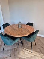 Ronde Mangohouten Eettafel met spin poot, Ophalen, Rond, Nieuw, Vijf personen of meer