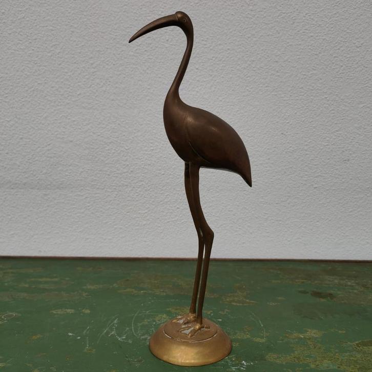 Vintage messing Hollywood Regency beeld Ibis Vogel, Verzamelen, Beelden en Beeldjes, Zo goed als nieuw, Dier, Ophalen of Verzenden