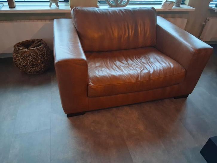 Lederland Loveseat Cognac Leer, Huis en Inrichting, Fauteuils, Leer, Ophalen