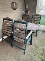 Tuinset 4 stoelen 1 tafel, Ophalen, 4 zitplaatsen, Gebruikt, Hardhout