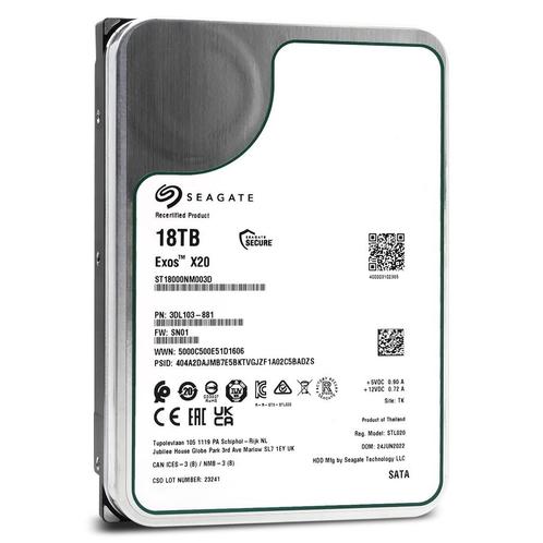 Seagate Exos 18 Tb X20 recertified, Computers en Software, Harde schijven, Zo goed als nieuw, Desktop, Intern, HDD, SATA, Ophalen of Verzenden