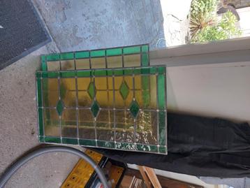 deur met glas in lood en 2 bovenlichtruitjes glas in lood beschikbaar voor biedingen
