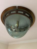 Plafondiere groen glas met brons, Huis en Inrichting, Lampen | Plafondlampen, Ophalen, Zo goed als nieuw, Glas