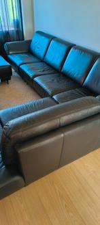 Zwart leren hoekbank Mustering, Huis en Inrichting, Ophalen, Gebruikt, Leer, Modern