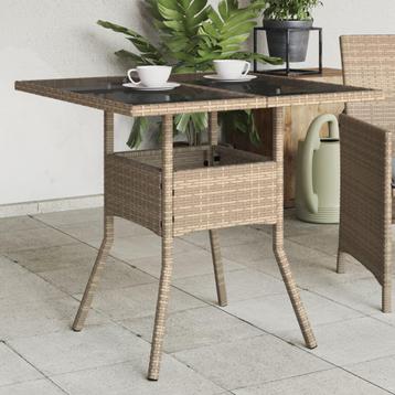 Tuintafel met glazen blad 80x80x75 cm €79 beschikbaar voor biedingen