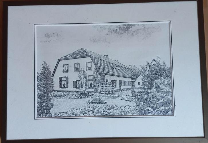 Tekening boerderij Heijmans in Rosmalen, Antiek en Kunst, Kunst | Tekeningen en Foto's, Ophalen