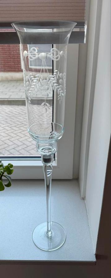 2 Glazen Kandelaars - Kaars & Waxinelicht beschikbaar voor biedingen