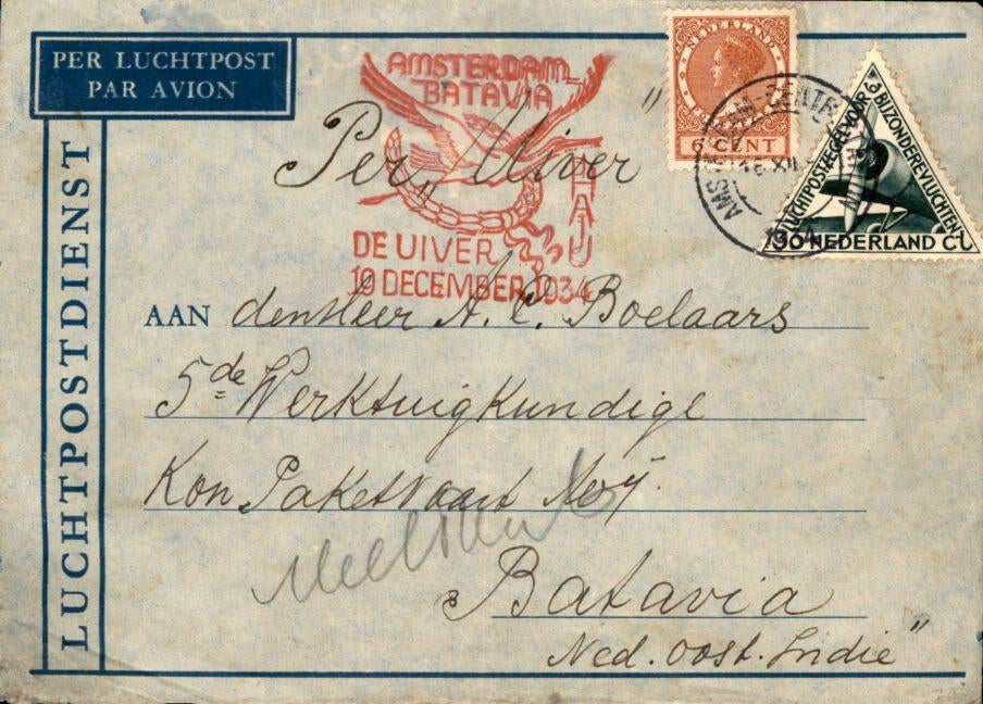 Nederlands Indië - De Uiver - Stempels - 1934, Verzenden, Envelop