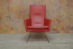 ZGANieuw! rode leren Label Don design fauteuil, Label Don, 75 tot 100 cm, Ophalen of Verzenden, Metaal