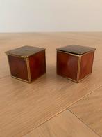 Twee asbakjes met deksel 47 x 47 mm, messing met emaille, Verzamelen, Ophalen of Verzenden, Zo goed als nieuw, Asbak