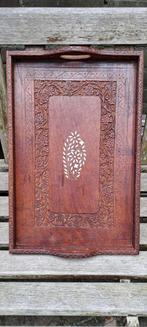 Antiek dienblad  inlegwerk houtsnijwerk, Ophalen of Verzenden