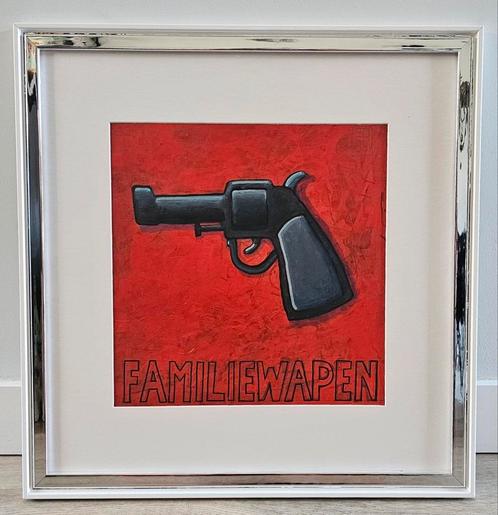 Schilderij familiewapen, Antiek en Kunst, Kunst | Schilderijen | Modern, Ophalen of Verzenden